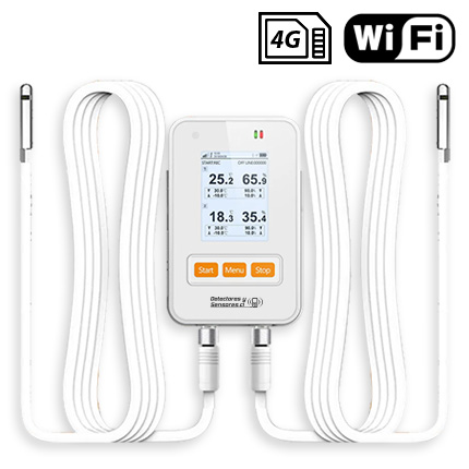 Termógrafo Controlador GSM/WiFi con dos Sondas de Temperatura y Humedad Certificado